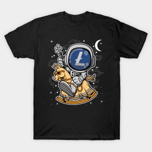Astronaut Horse Litecoin LTC Coin To The Moon Crypto Token Cryptocurrency Blockchain Wallet Birthday Gift For Men Women Kids T-Shirt